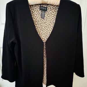 Liz Claiborne Reversible Black/ Leopard Print Chic Cardigan